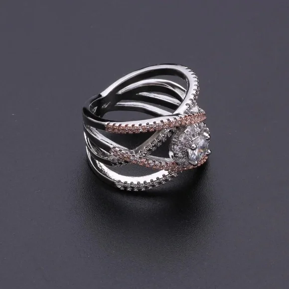 Designers Dream Silver&Rose Gold Round Diamond Ring - Picture 5 of 5